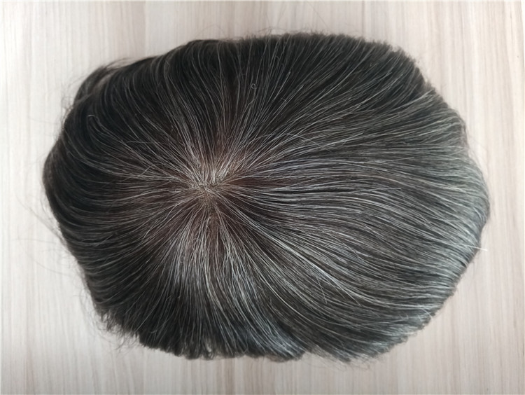 In stock Australia swiss lace with transparent skin around toupee hair replacement for men QM067